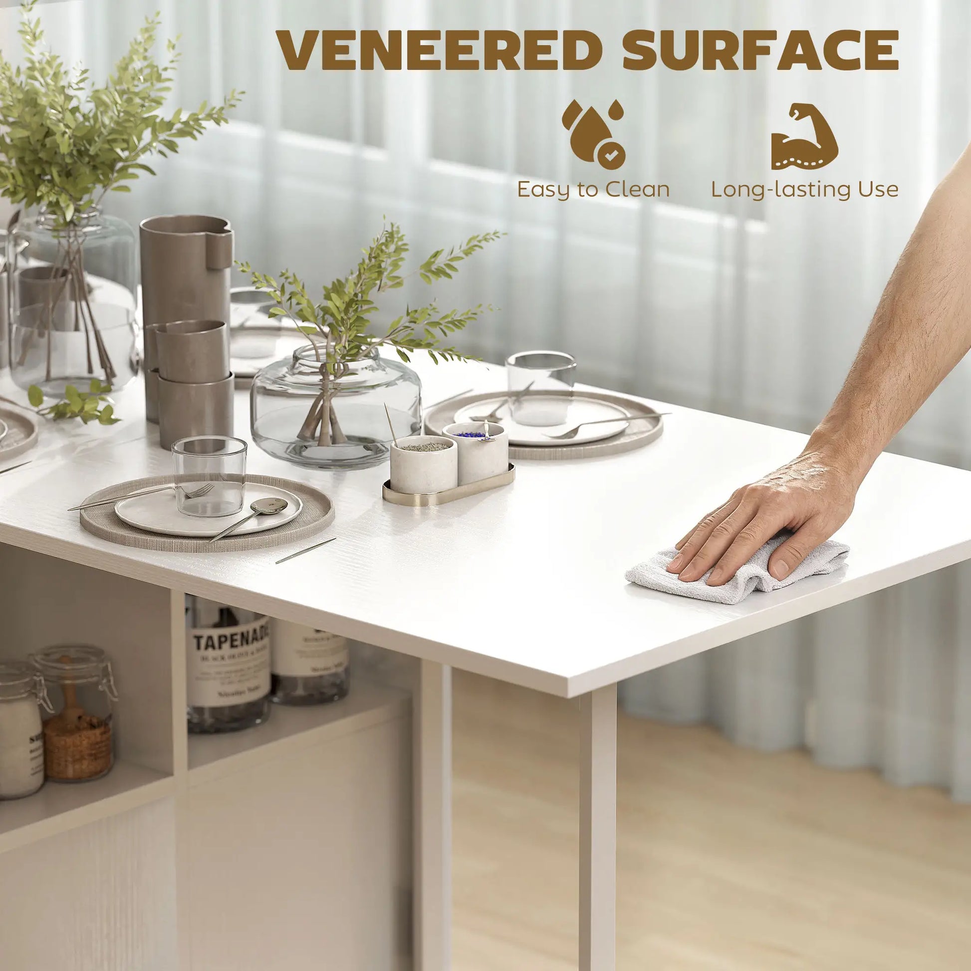 Foldable Drop Leaf Table With Hideaway Shelves, Brown Dining Tables at Gallery Canada