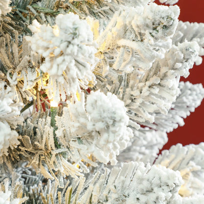 6ft Prelit Snow Flocked Christmas Tree, Metal Base, Warm White LED Pre Lit Christmas Trees at Gallery Canada