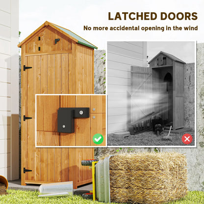 30" x 21" x 71" Garden Storage Shed, Outdoor Tool House, 3 Tier Shelves, Brown Sheds at Gallery Canada