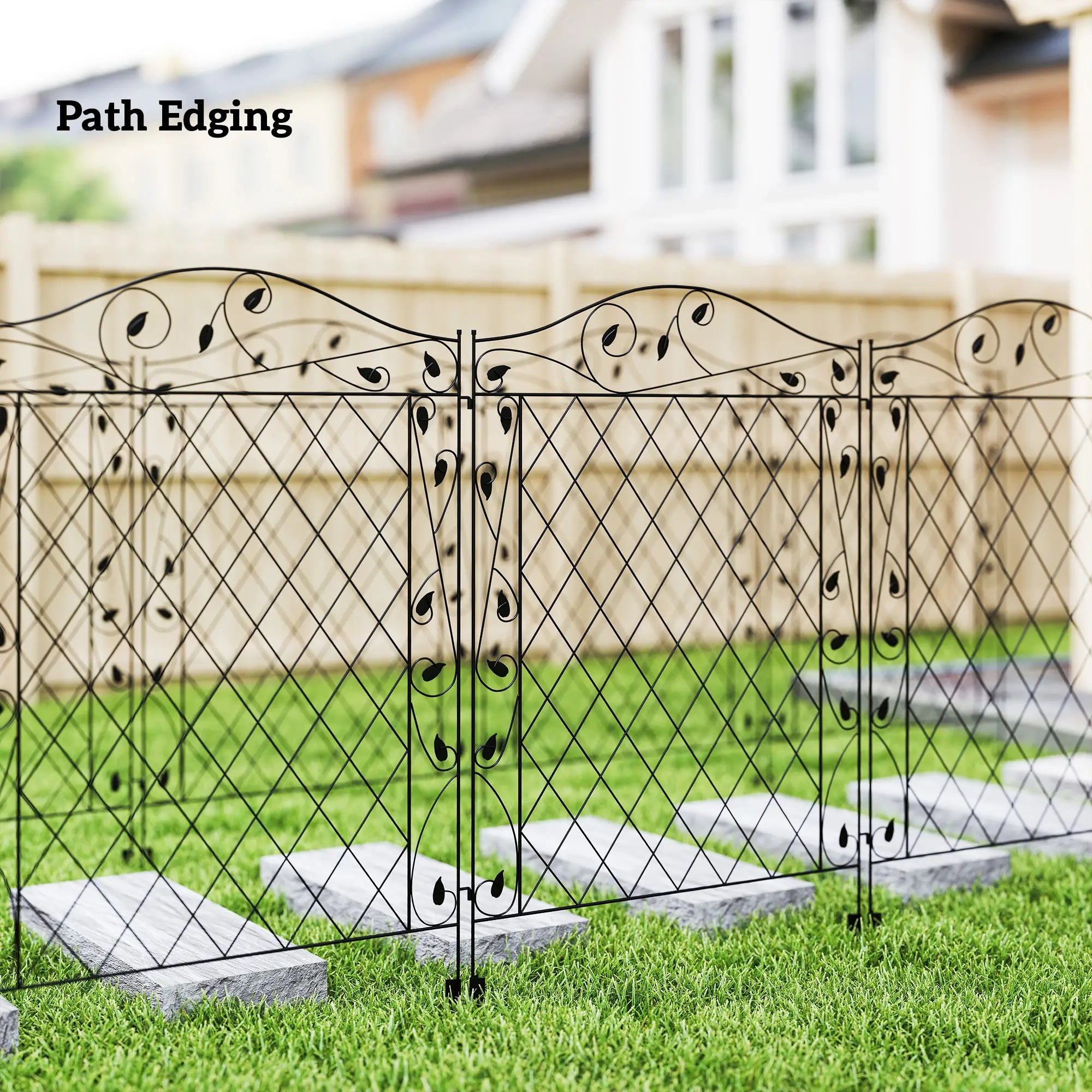 Metal Garden Fence Panels, Animal Barrier, Border Edging, 4 Pack, Wavey Vines Garden Fences at Gallery Canada