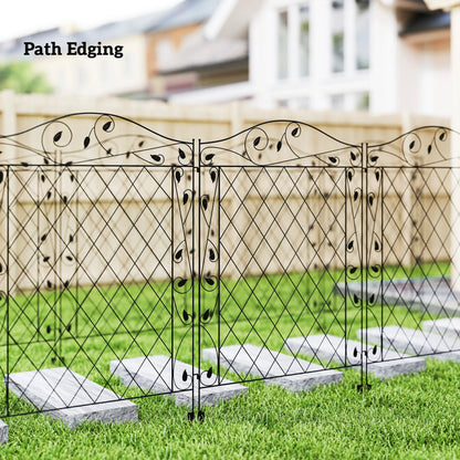 Metal Garden Fence Panels, Animal Barrier, Border Edging, 4 Pack, Wavey Vines Garden Fences at Gallery Canada