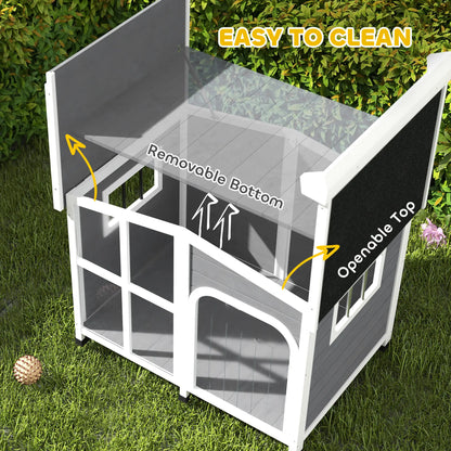 Wooden Dog House, Raised Kennel, Removable Bottom, Asphalt Roof, Dark Grey Houses, Kennels & Pens at Gallery Canada