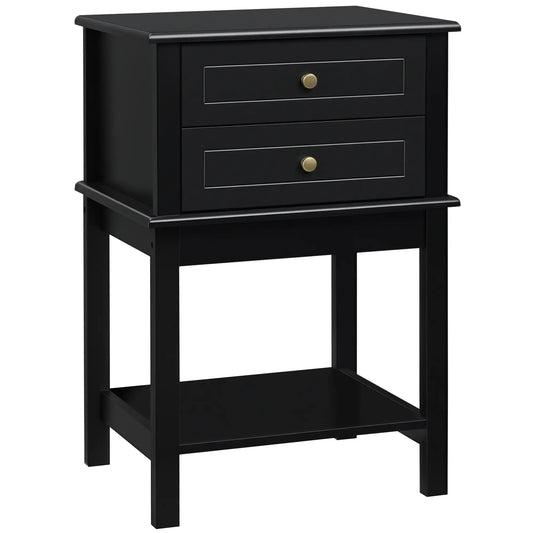 Modern Sofa Side Table, Accent End Table with Drawers, Black Side Tables Black at Gallery Canada