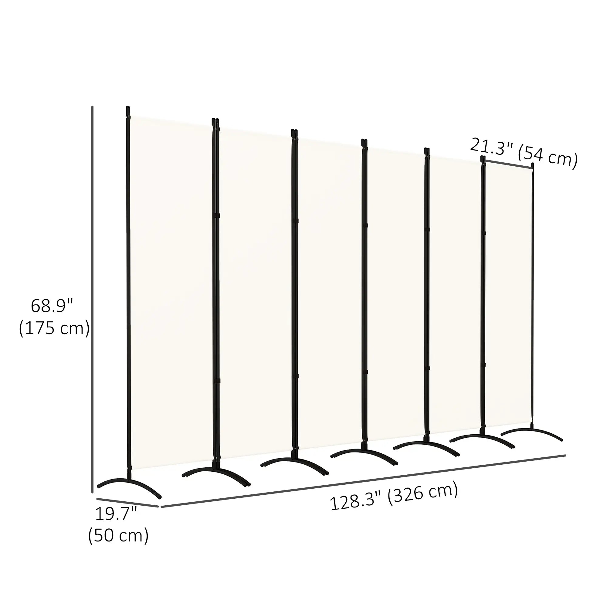 6 Panel Folding Room Divider, UV30+ Privacy Screen, Beige Side Awnings at Gallery Canada