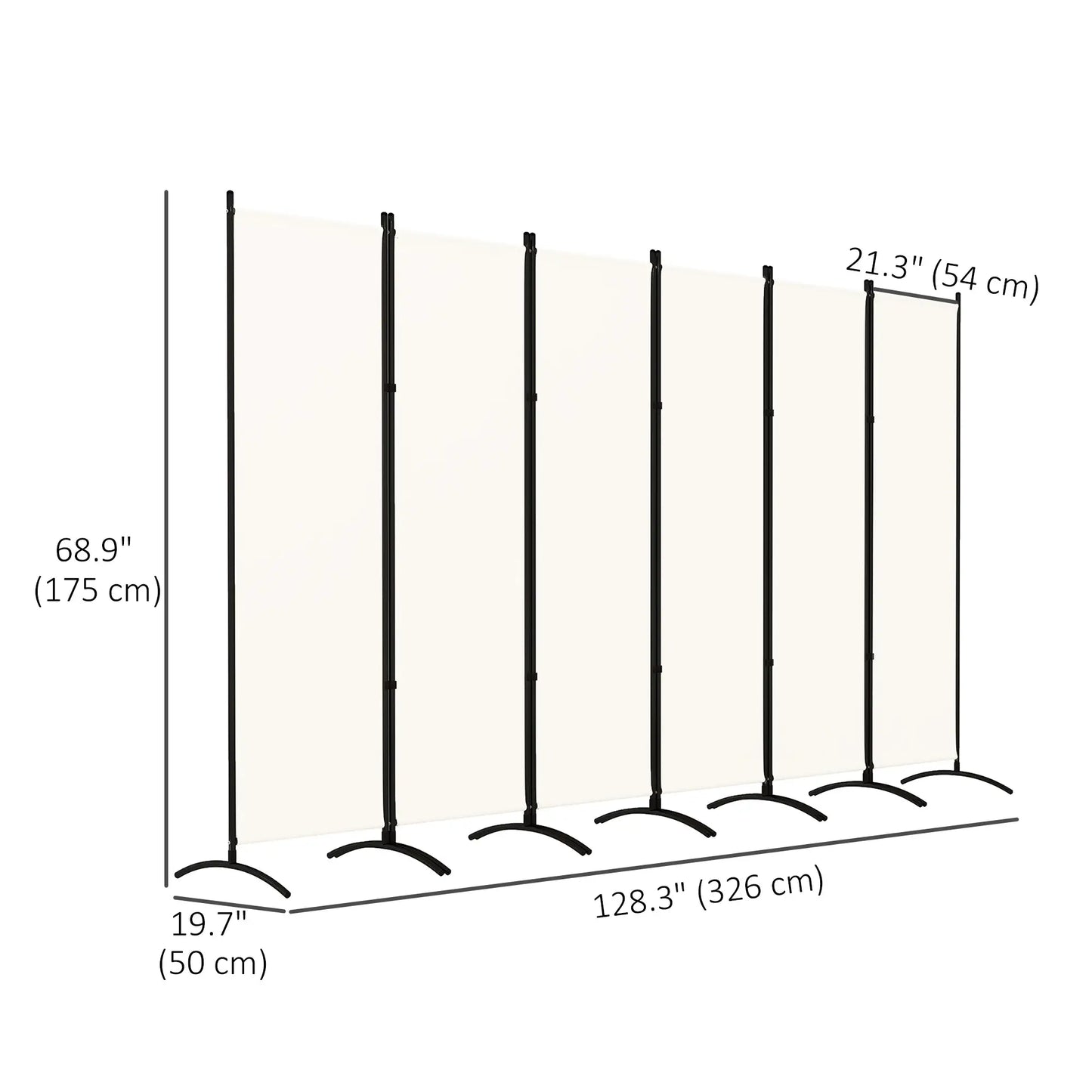 6 Panel Folding Room Divider, UV30+ Privacy Screen, Beige Side Awnings at Gallery Canada