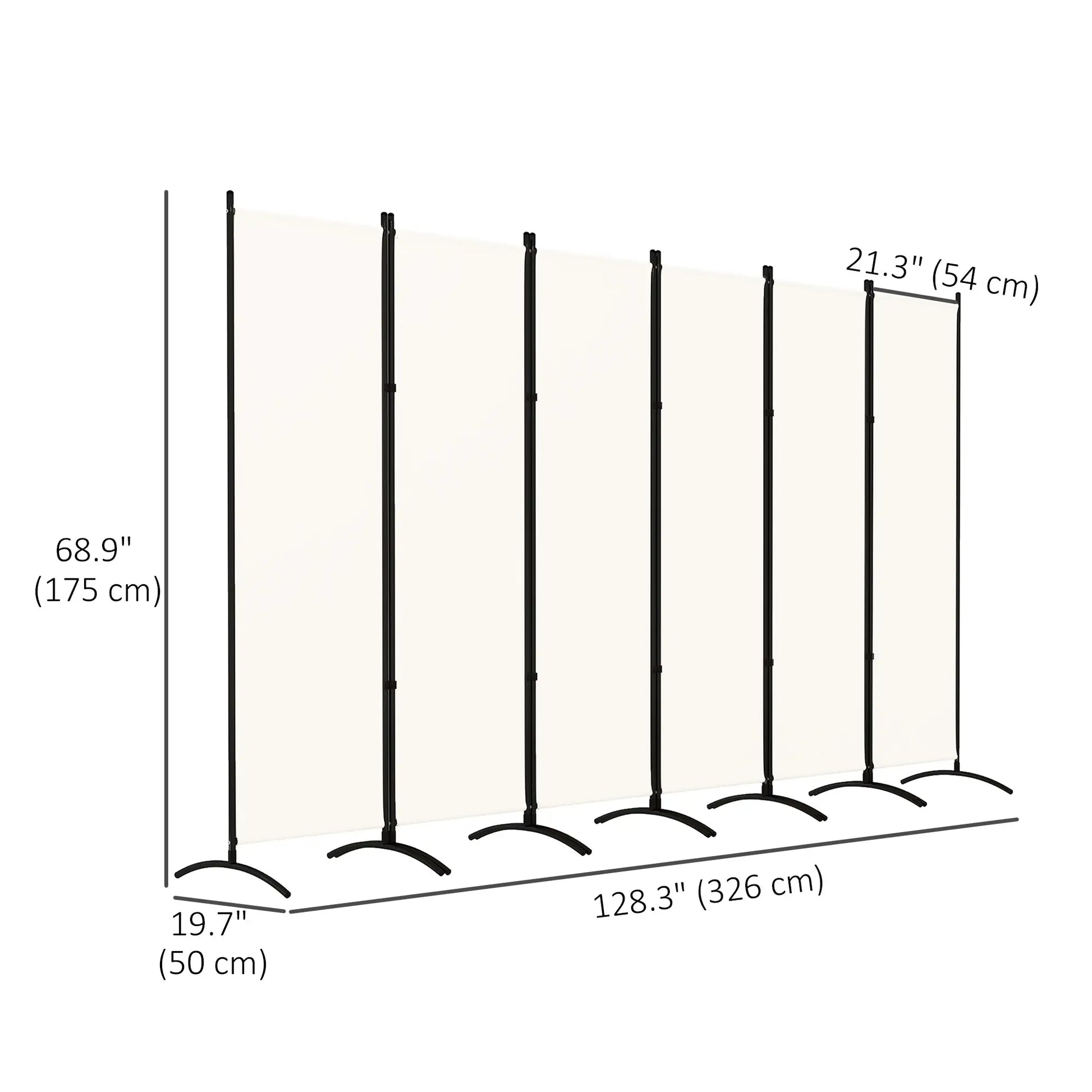 6 Panel Folding Room Divider, UV30+ Privacy Screen, Beige Side Awnings at Gallery Canada