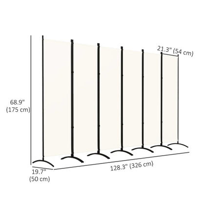 6 Panel Folding Room Divider, UV30+ Privacy Screen, Beige Side Awnings at Gallery Canada