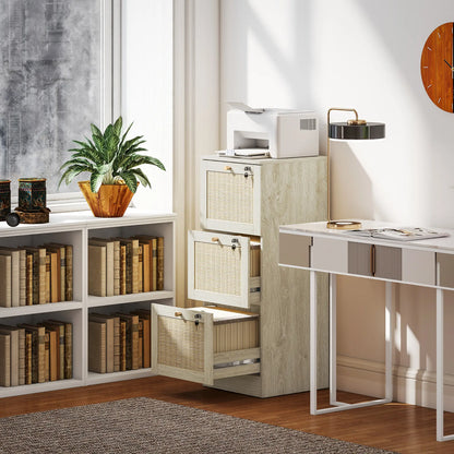 3 Drawer Filing Cabinet with Lock, Boho File Cabinet, A4 Letter Size, Oak Office Cabinets & Cupboards at Gallery Canada