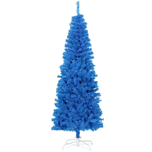 6FT Pencil Christmas Tree, Artificial, Automatic Open, Blue