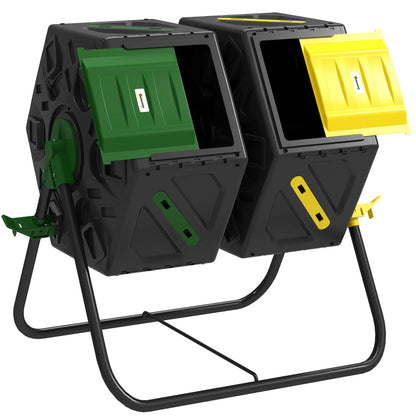 Rotating Composter, Dual Chamber, 34.5 Gallon, Yellow and Green Garden Accessories at Gallery Canada