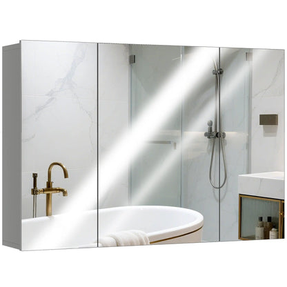 35" x 24" Wall Mirror Cabinet, Bathroom Medicine Cabinet, 3 Doors, Adjustable Shelves, Grey Mirror Medicine Cabinets at Gallery Canada