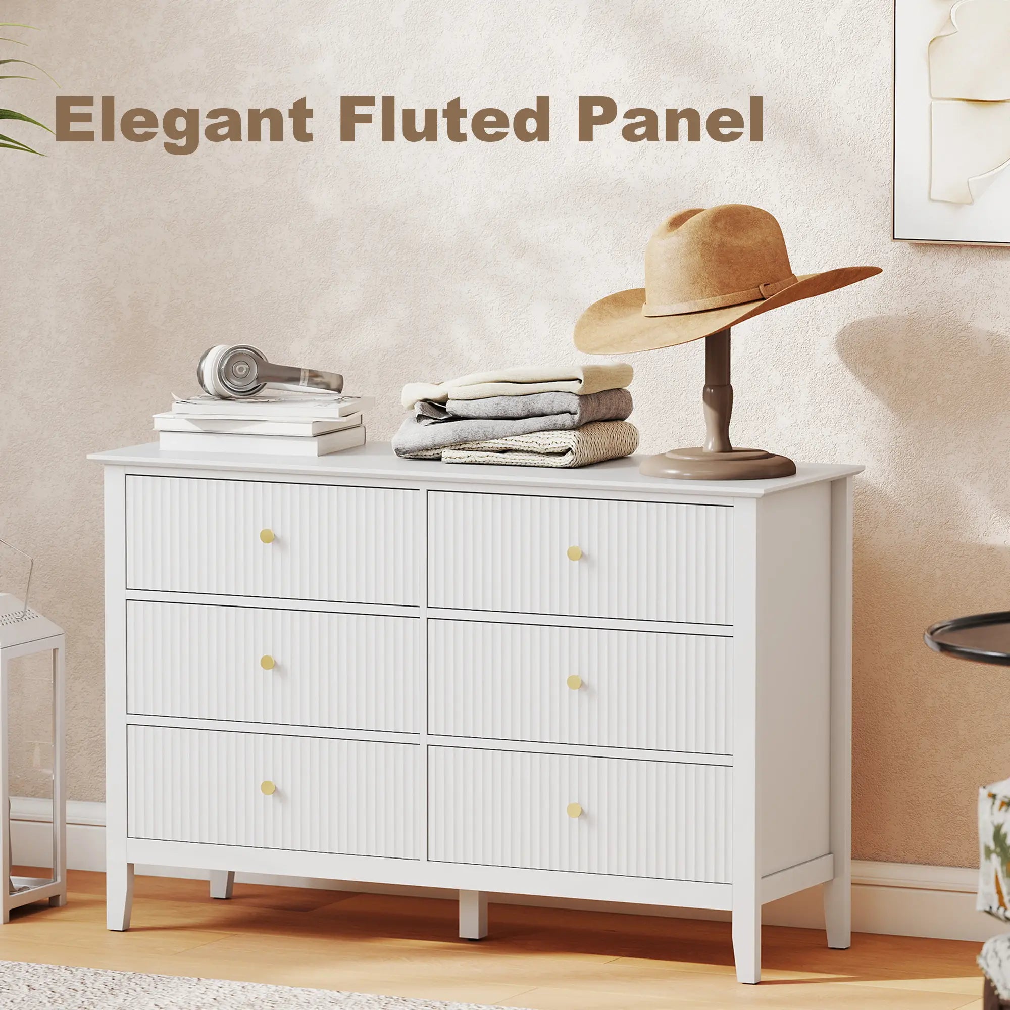 Modern 6 Drawer Dresser, Double Chest, White Storage Cabinets at Gallery Canada
