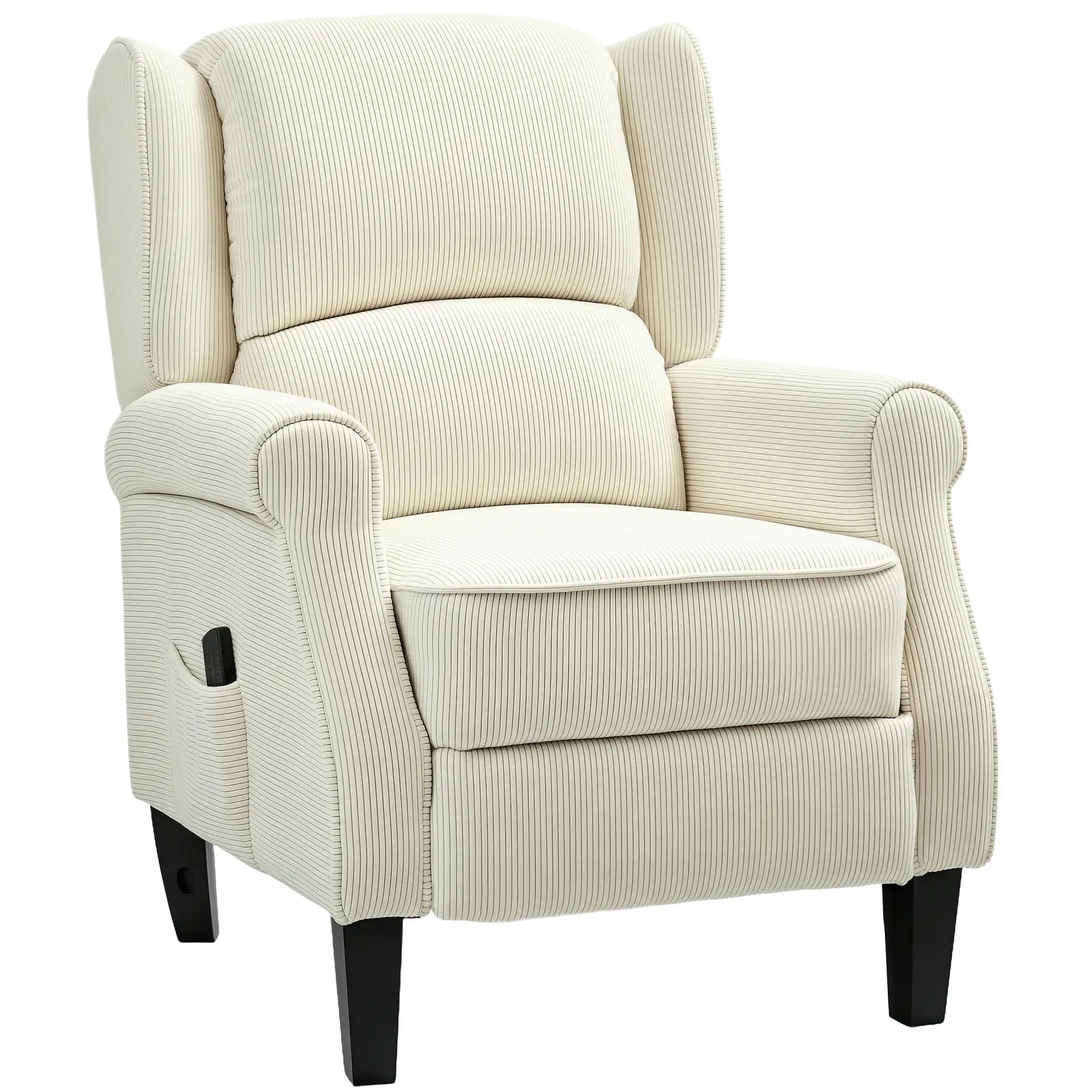 Push Back Recliner Chair, Vibration Massage Recliner for Living Room with Extendable Footrest, Remote, Pocket, Cream Sofas & Reclining Chairs at Gallery Canada