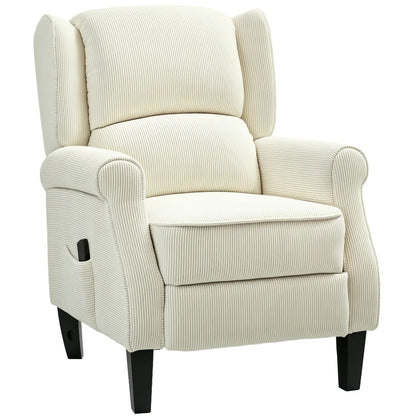 Push Back Recliner Chair, Vibration Massage Recliner for Living Room with Extendable Footrest, Remote, Pocket, Cream Sofas & Reclining Chairs at Gallery Canada