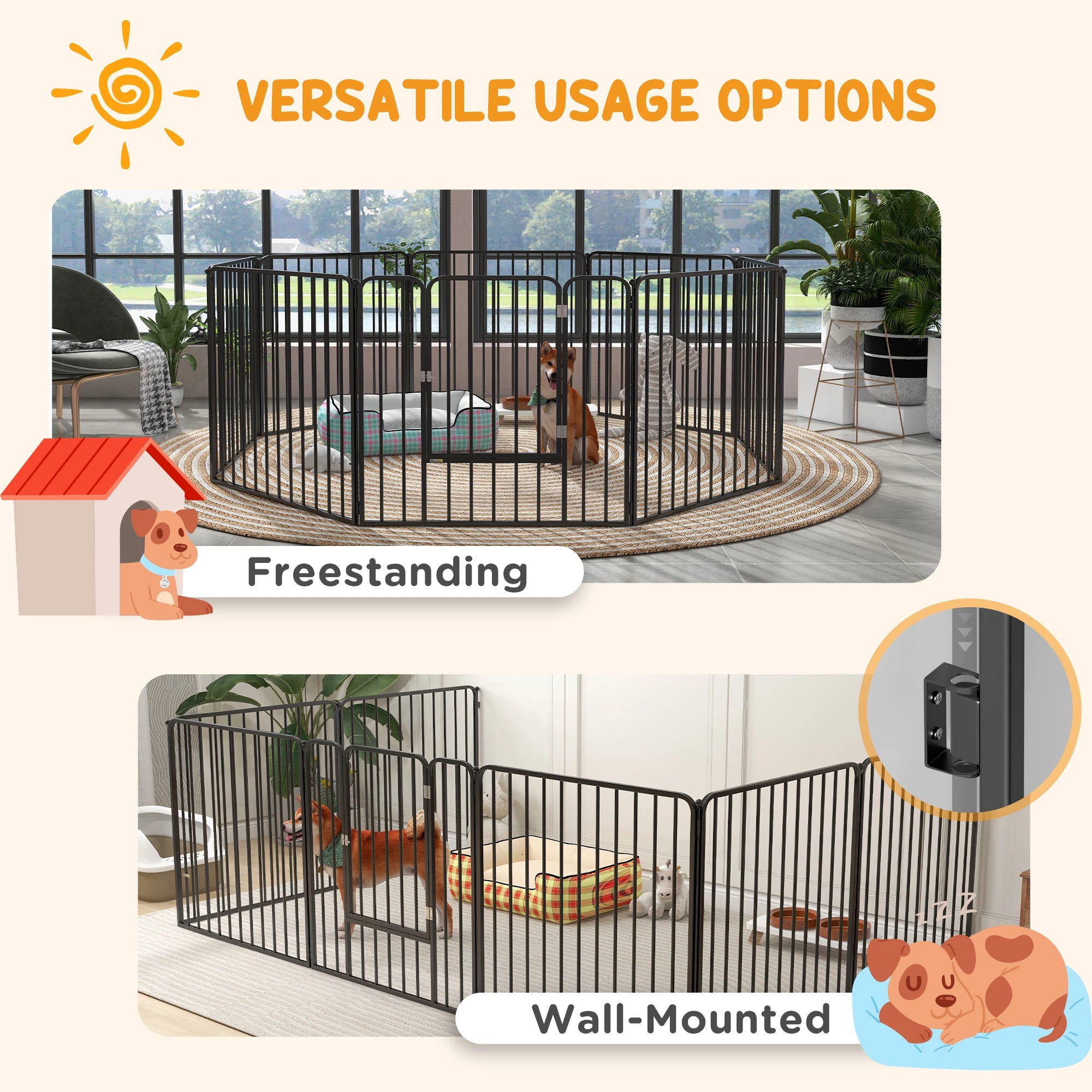 Outdoor Dog Fence, 8 Panels 31.5
