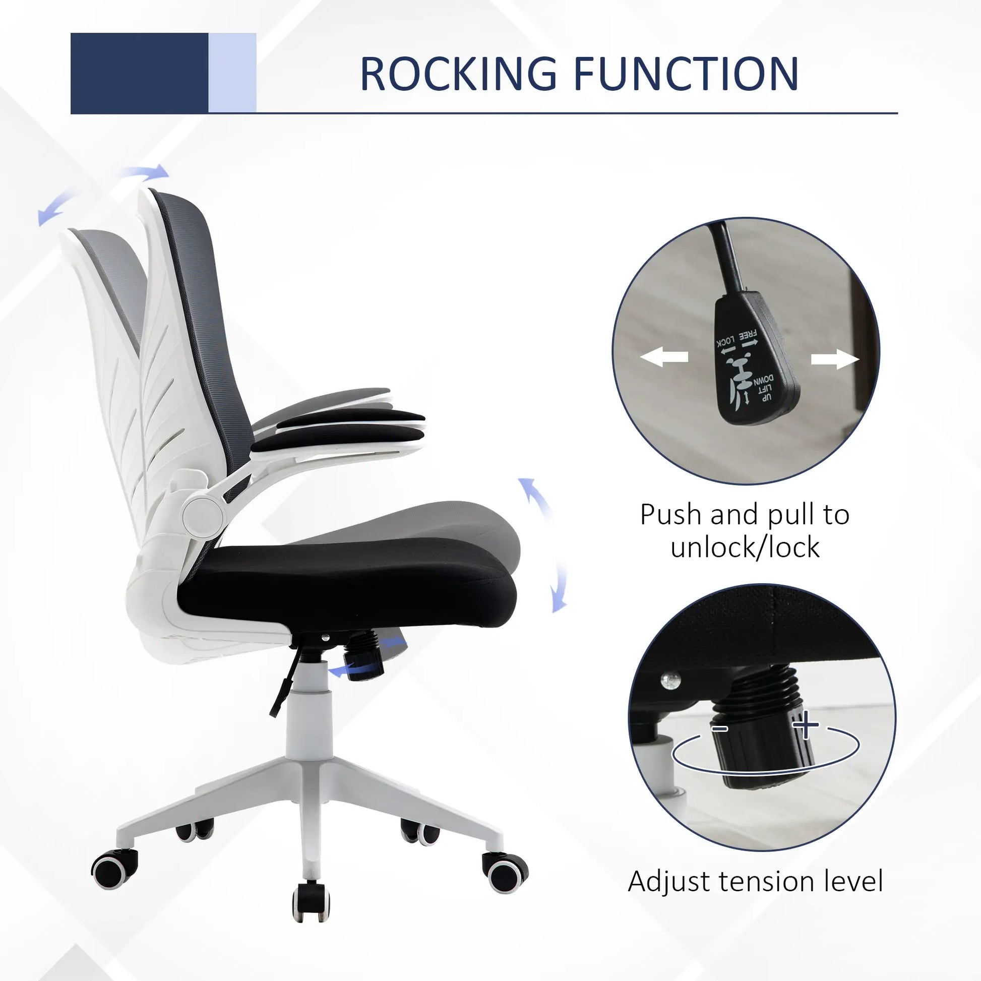 Mesh Office Chair, Swivel Task Desk, Lumbar Support, Flip-Up Arm, Adjustable Height, Grey/Black Task Chairs at Gallery Canada