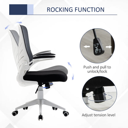 Mesh Office Chair, Swivel Task Desk, Lumbar Support, Flip-Up Arm, Adjustable Height, Grey/Black Task Chairs at Gallery Canada