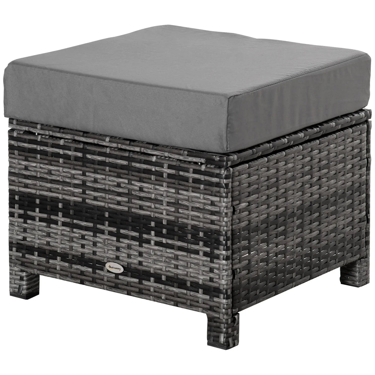 Patio Rattan Ottoman with Cushion and Metal Frame, Grey Patio Furniture Sets at Gallery Canada