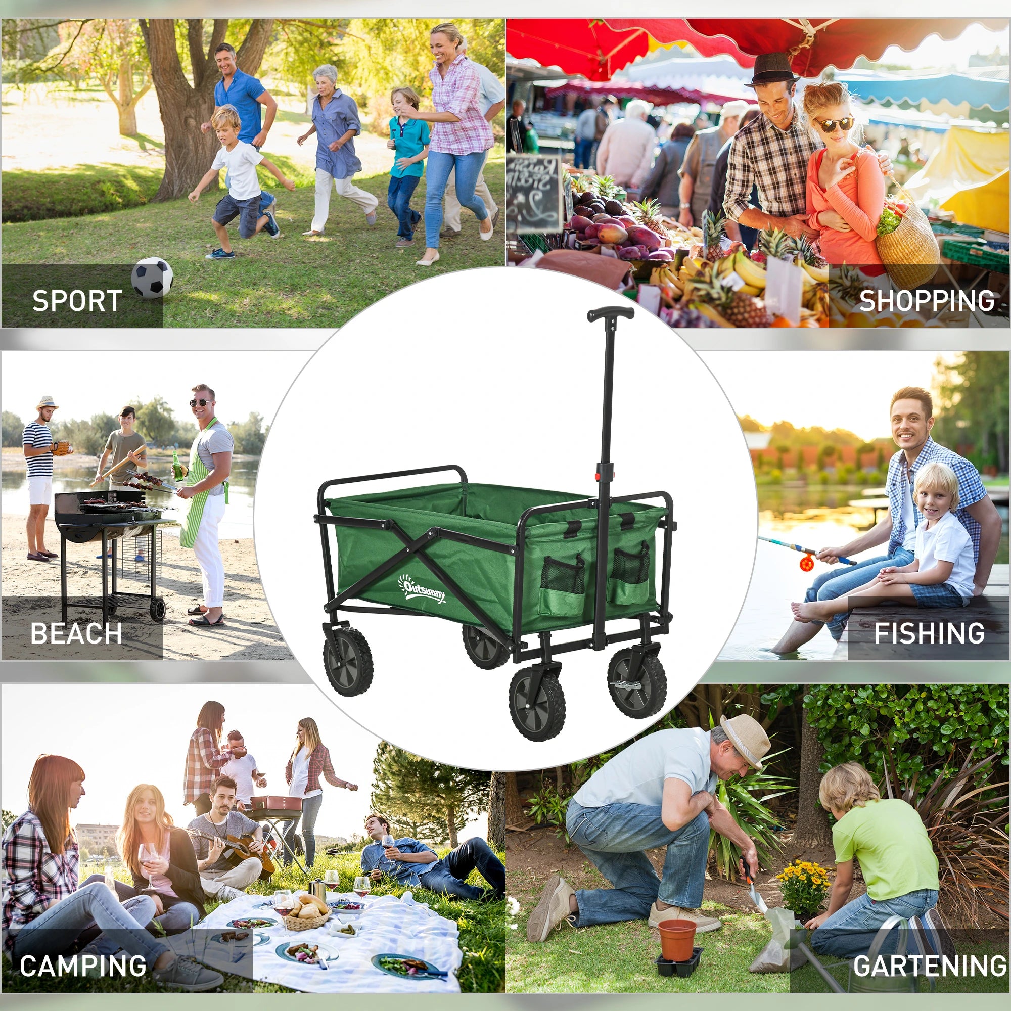 Folding Wagon Cart, Heavy Duty Outdoor Utility, Collapsible Garden Trolley, Steel Frame, Oxford Fabric Folding Garden Carts at Gallery Canada