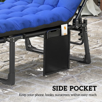 75 cm Wide Folding Chaise Lounge Chair, Outdoor Tanning Chair, Camping Cot, Grey/Blue Lounger Chairs at Gallery Canada