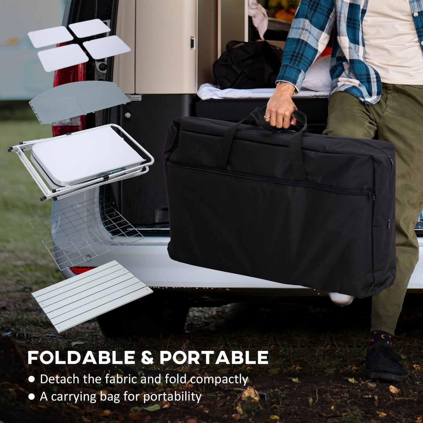 Aluminum Camping Table, Folding Kitchen with Windshield, Cupboards, Carrying Bag Picnic Tables & Camping Chairs at Gallery Canada