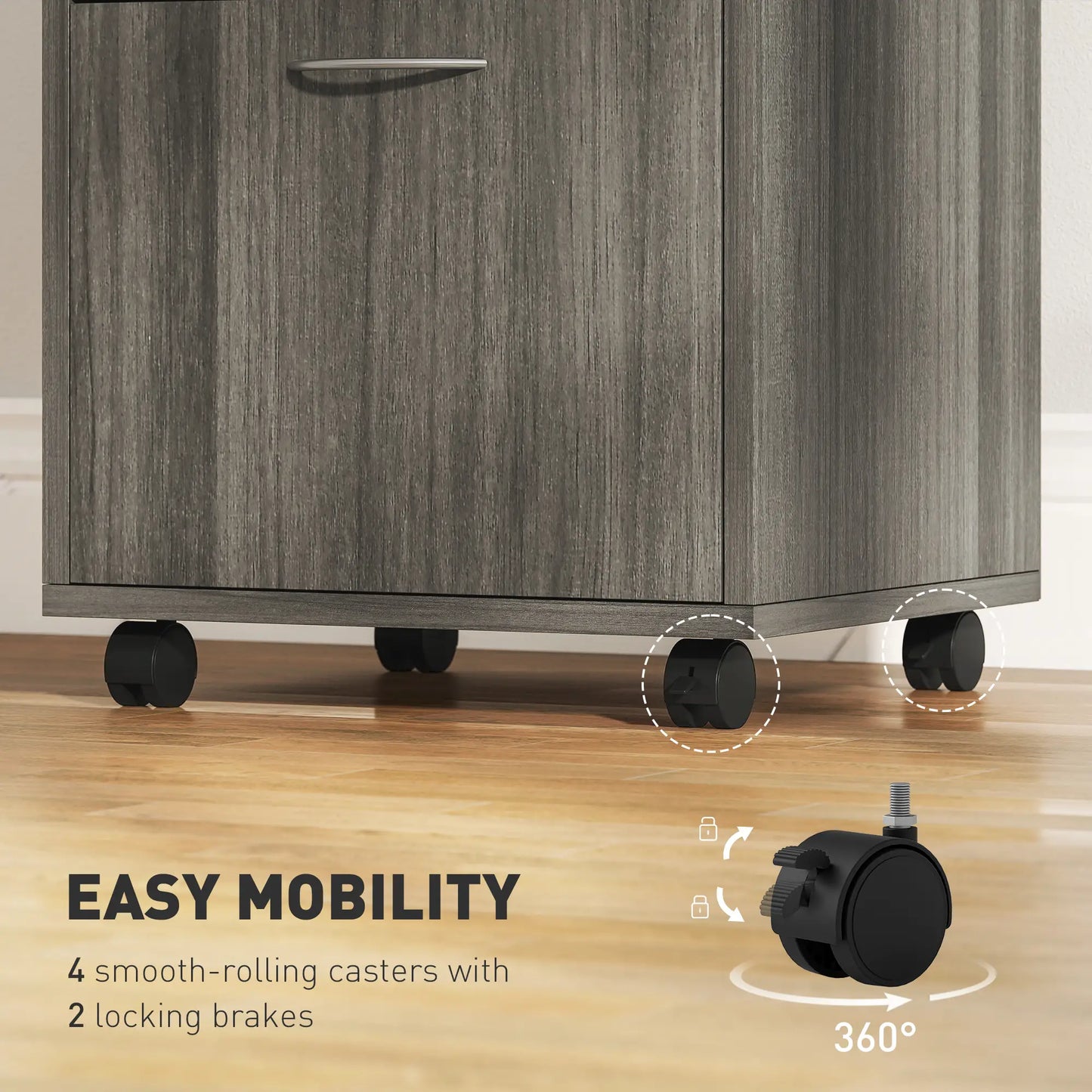 24" Filing Cabinet, Lockable Drawer, Wheels, Distressed Grey Office Cabinets & Cupboards at Gallery Canada