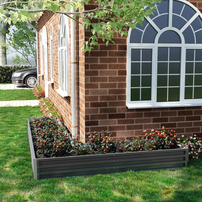 L-Shaped Raised Garden Bed, 82" x 109" x 12", Galvanized Steel, Dark Grey Galvanized Planter Boxes at Gallery Canada