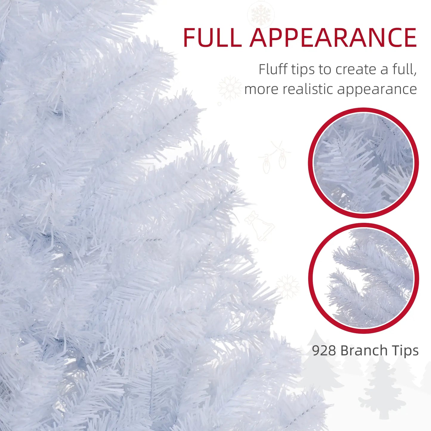 6ft Artificial Christmas Tree, 928 Branch Tips, Metal Stand, White White Christmas Trees at Gallery Canada