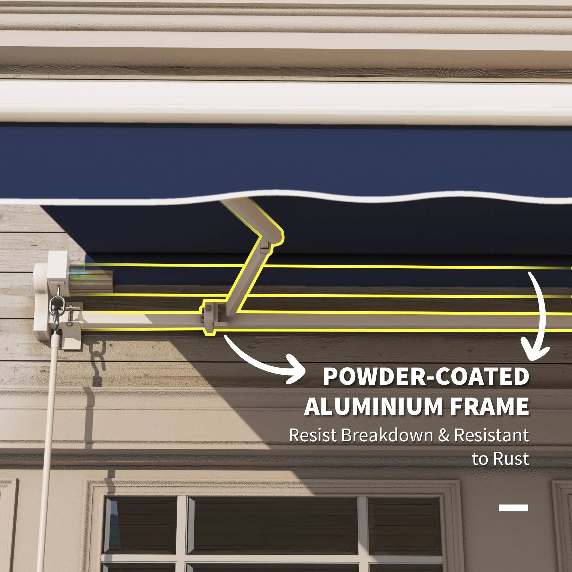 10' x 8' Retractable Awning, Sun Shade Canopy, Aluminum Frame, UV Protection, Blue Deck Awnings at Gallery Canada