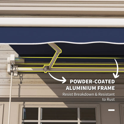10' x 8' Retractable Awning, Sun Shade Canopy, Aluminum Frame, UV Protection, Blue Deck Awnings at Gallery Canada