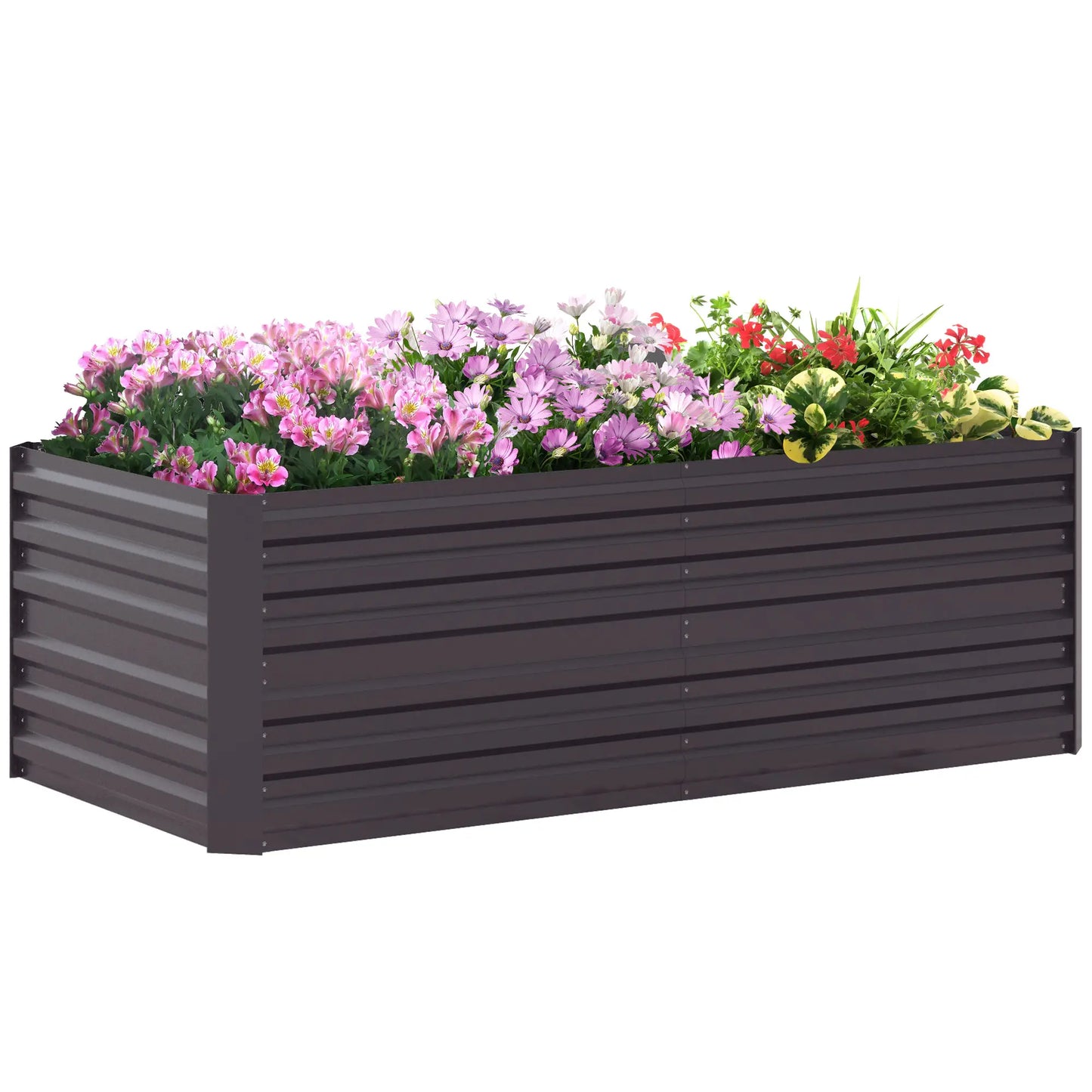 Galvanized Raised Garden Bed, Steel Outdoor Planter, 71" x 35" x 23", Dark Grey Galvanized Planter Boxes at Gallery Canada
