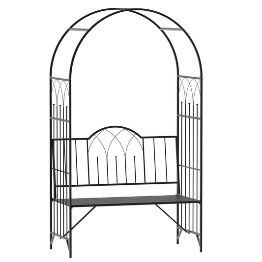43" Garden Arbor Bench, Trellis for Climbing Plants, Black Outdoor Benches Black at Gallery Canada