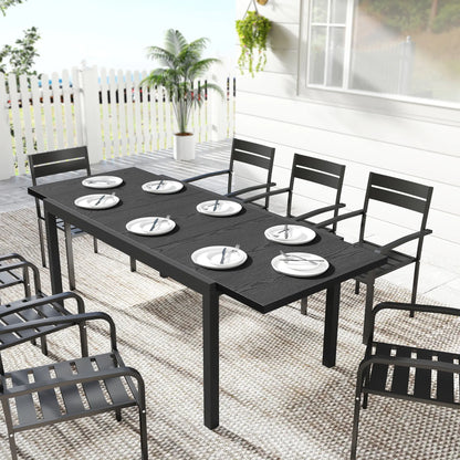 Expandable Aluminum Patio Dining Table, 84.3"-60.6", Adjustable Foot Pads Patio Dining Tables at Gallery Canada