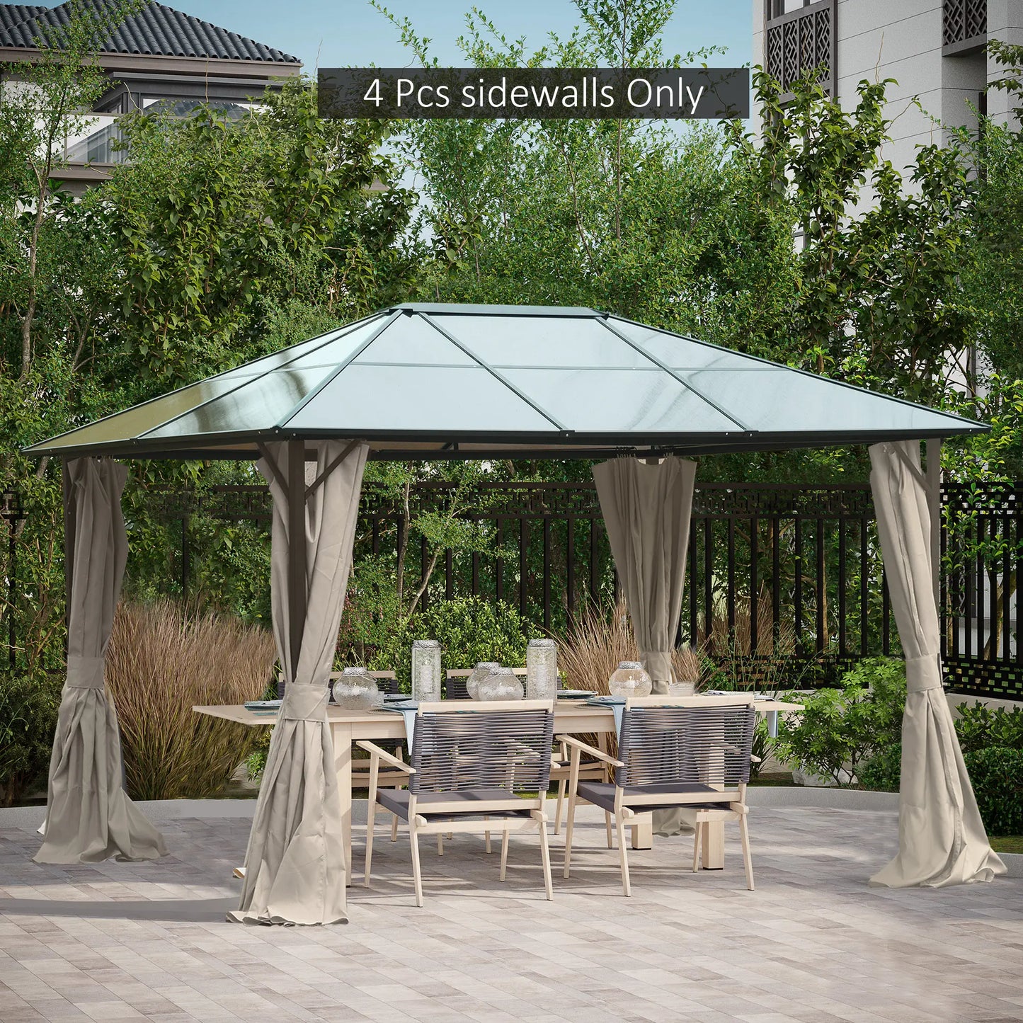 10' x 12' Gazebo Sidewall Set, 4 Panels, Hooks/C-Rings, Beige Gazebo Sidewalls at Gallery Canada