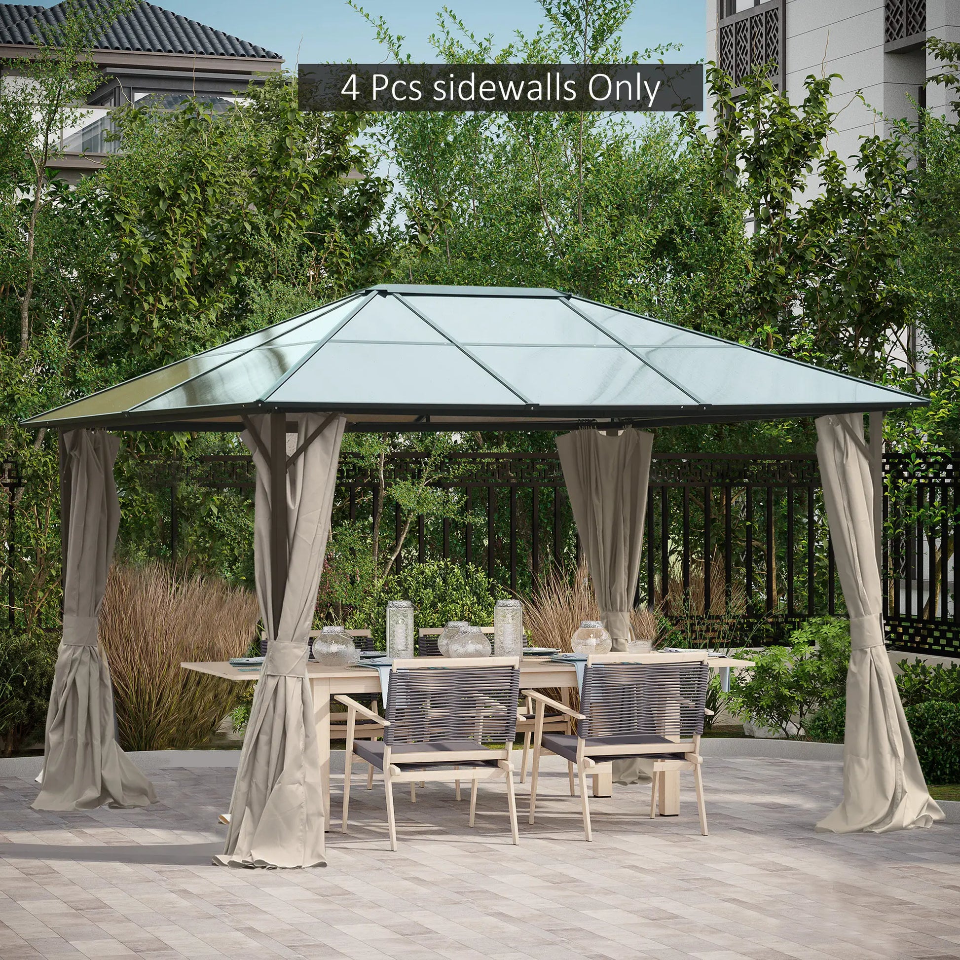 10' x 12' Gazebo Sidewall Set, 4 Panels, Hooks/C-Rings, Beige Gazebo Sidewalls at Gallery Canada