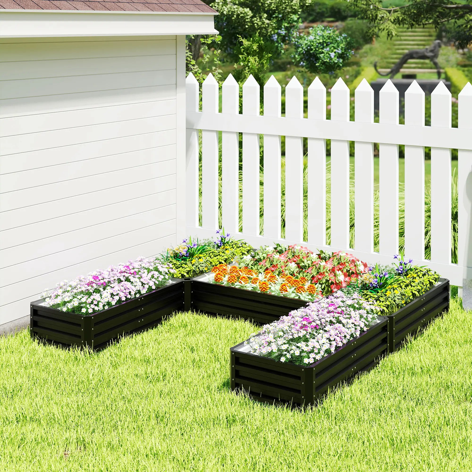 Steel Raised Garden Bed, 8x8x1ft, Set of 5 Large Planters, Black Galvanized Planter Boxes at Gallery Canada
