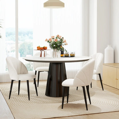 Modern Dining Chairs Set of 4, Upholstered, Metal Legs, Cream White Dining Chairs at Gallery Canada