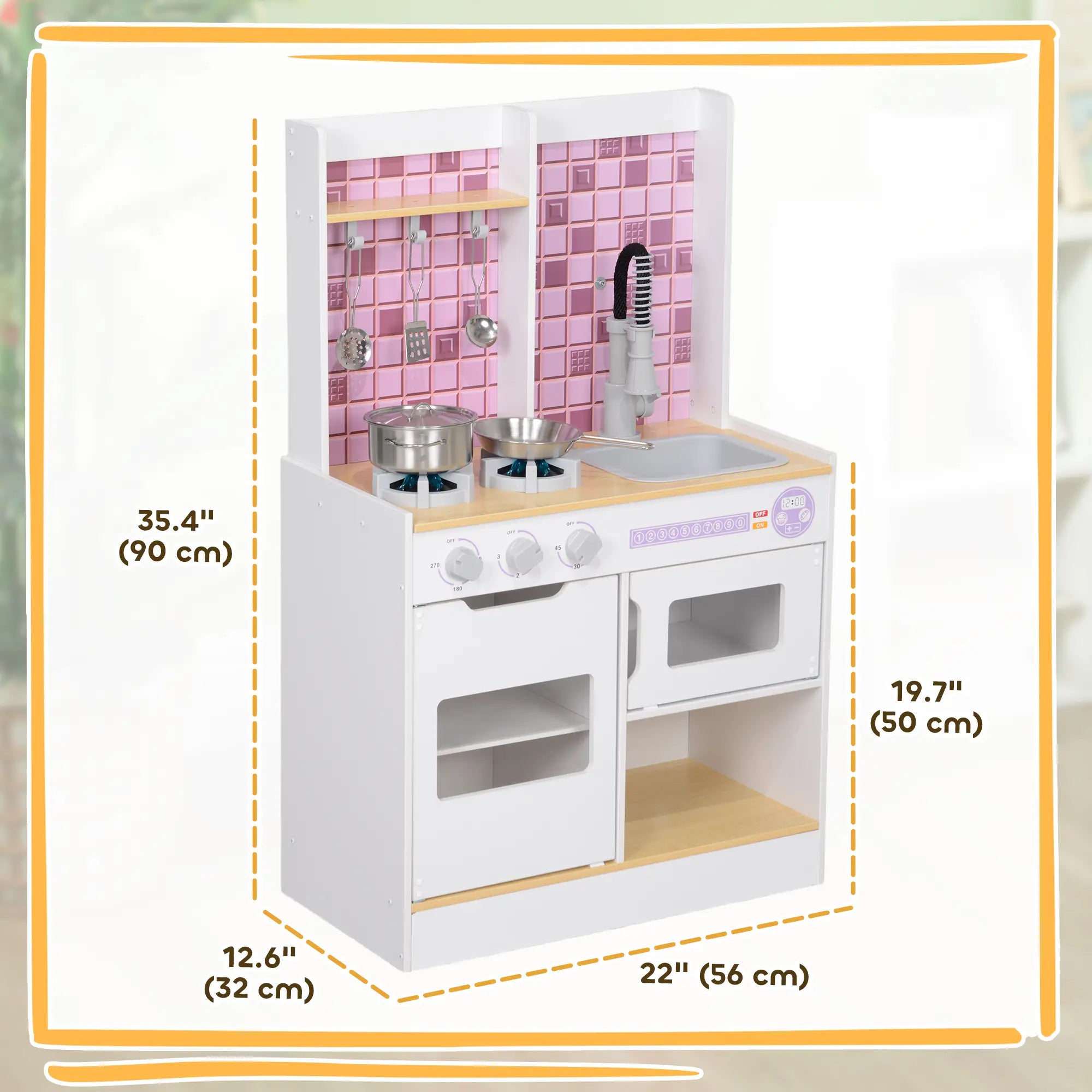 Kids Play Kitchen Set, Realistic Lights Sounds, Sink Oven Stove, White Play Kitchen at Gallery Canada