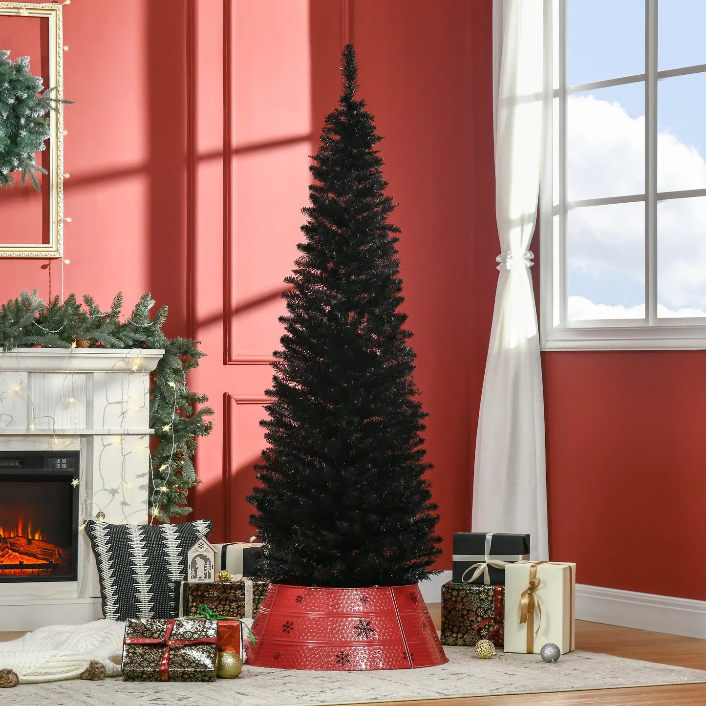 6 Pencil Slim Artificial Christmas Tree, Realistic Branches, Sturdy Metal Stand, Black Pencil Christmas Trees at Gallery Canada