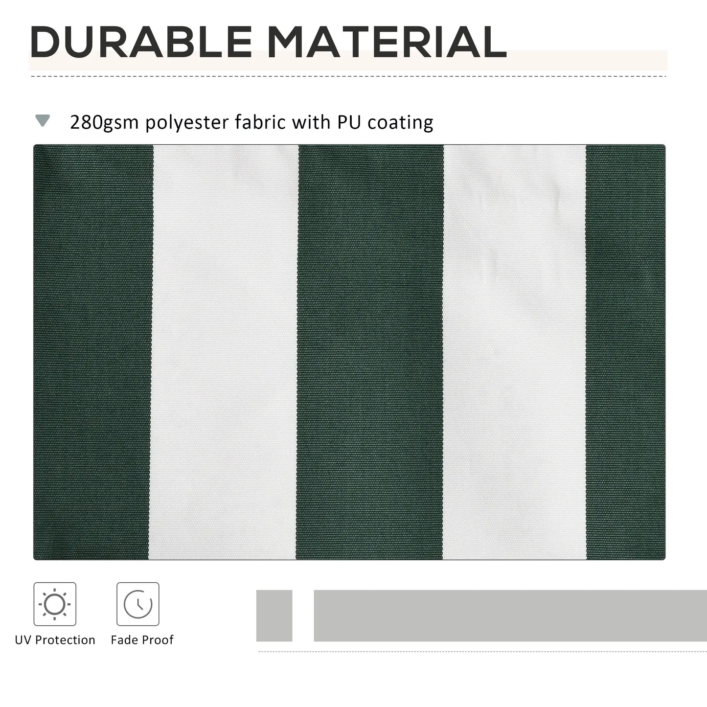 11' x 10' Retractable Awning Fabric, UV Protection, White, Green Awning Fabric Replacement at Gallery Canada