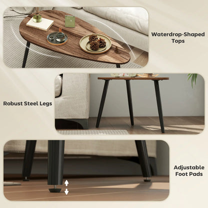 2 Pc Coffee Table Set, Industrial Nest Tables, Steel Legs, Brown Coffee Tables at Gallery Canada