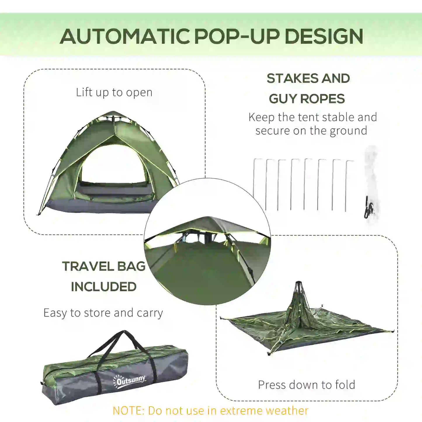 3 Person Camping Tent, 1000mm Waterproof, Dark Green Camping Tents at Gallery Canada