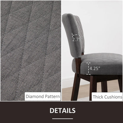 2 Swivel Bar Stools, Counter Height, Wood Legs, Footrests, Dark Grey Bar Stools at Gallery Canada