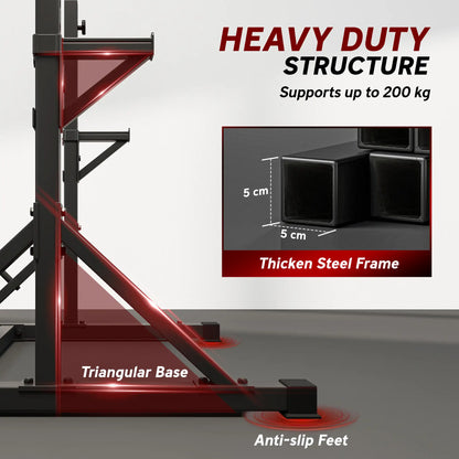Adjustable Squat Rack, Bench Press Rack With Weight Plate Holders, Black Dumbbells & Barbells at Gallery Canada