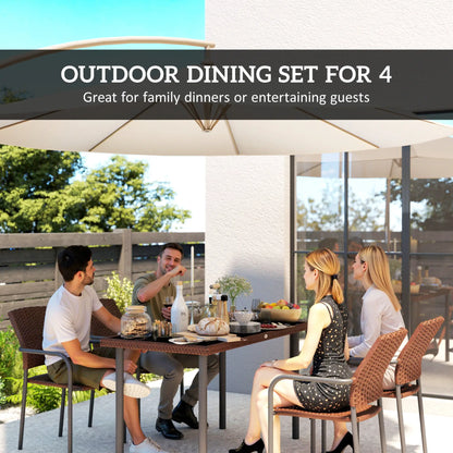 5 Piece Outdoor Dining Set, PE Wicker Rattan Patio Furniture, Stackable Chairs, Glass Table Top Patio Furniture Sets at Gallery Canada