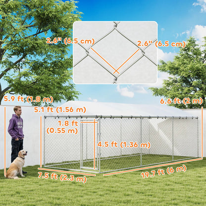 20' X 7.5' X 6.5' Dog Kennel Outdoor, Waterproof Cover, Silver Dog Kennels at Gallery Canada