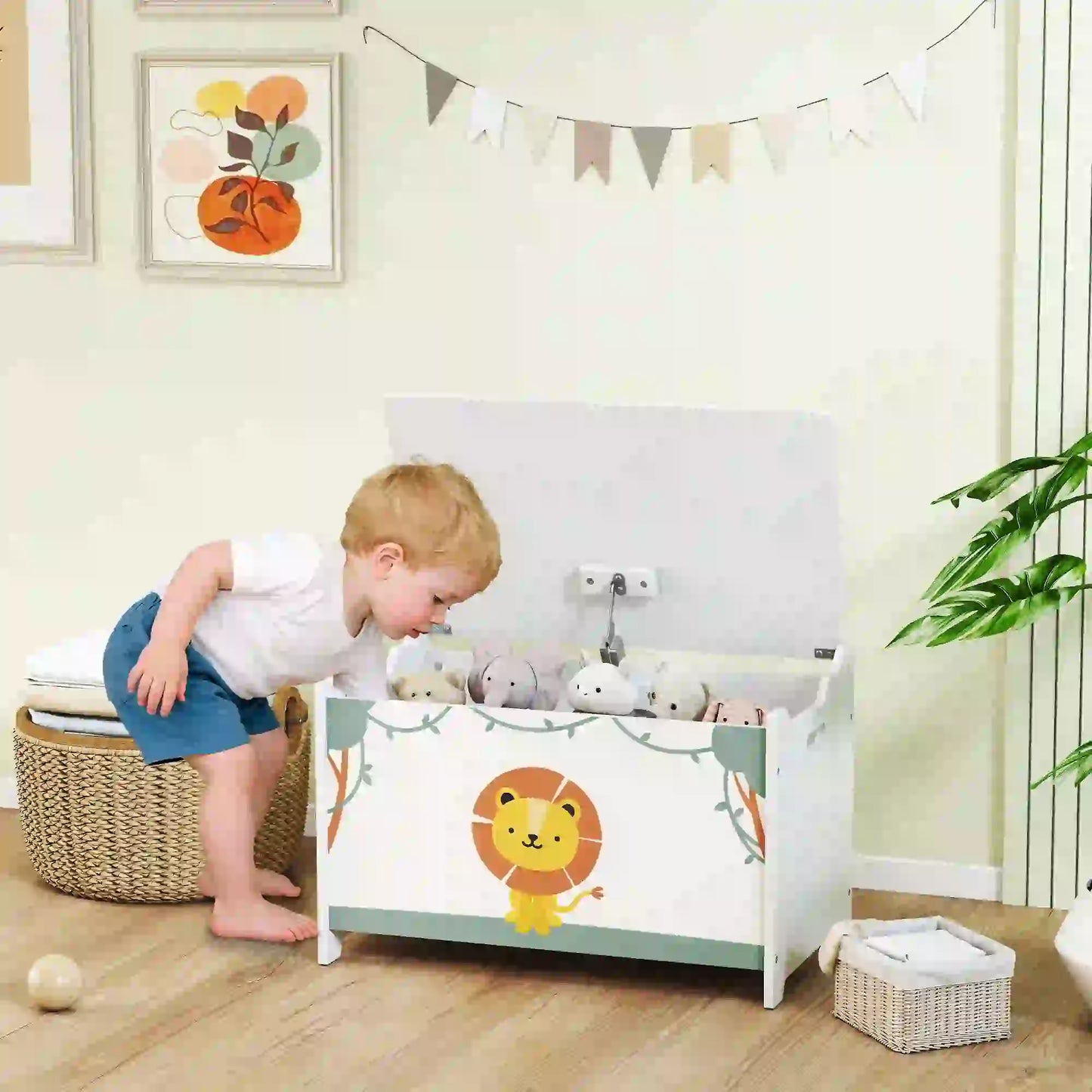 Kids Storage Chest with Lid, Safety Hinges, Green Baby & Kids Storage at Gallery Canada