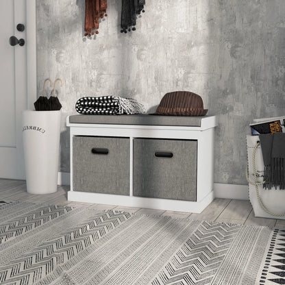 Shoe Storage Bench with Seat, 2 Fabric Drawers, White Shoe Storage Cabinets & Racks at Gallery Canada