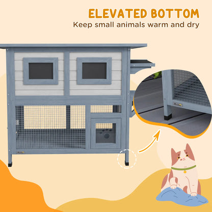2 Tier Outdoor Cat House, Escape Door, Jump Platform, Light Grey Cat Houses at Gallery Canada