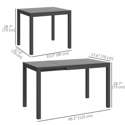Adjustable Outdoor Dining Table, 33.5"-49.2", Tempered Glass Top, Metal Frame, Dark Grey Patio Dining Tables at Gallery Canada